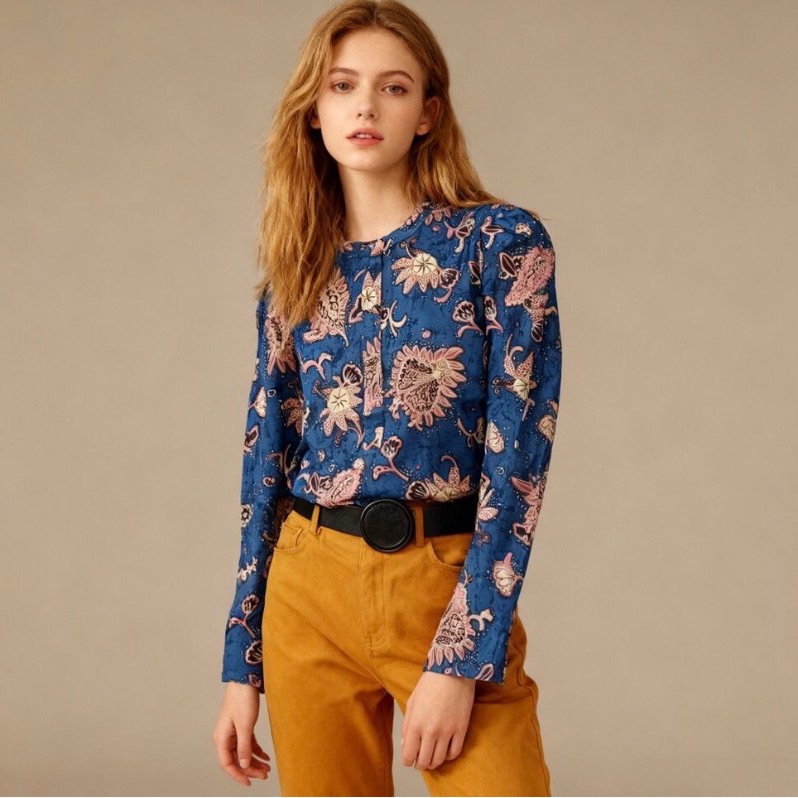 A.L.C. Marci Paisley Long Sleeve Blouse Blue And Pink Size 2
